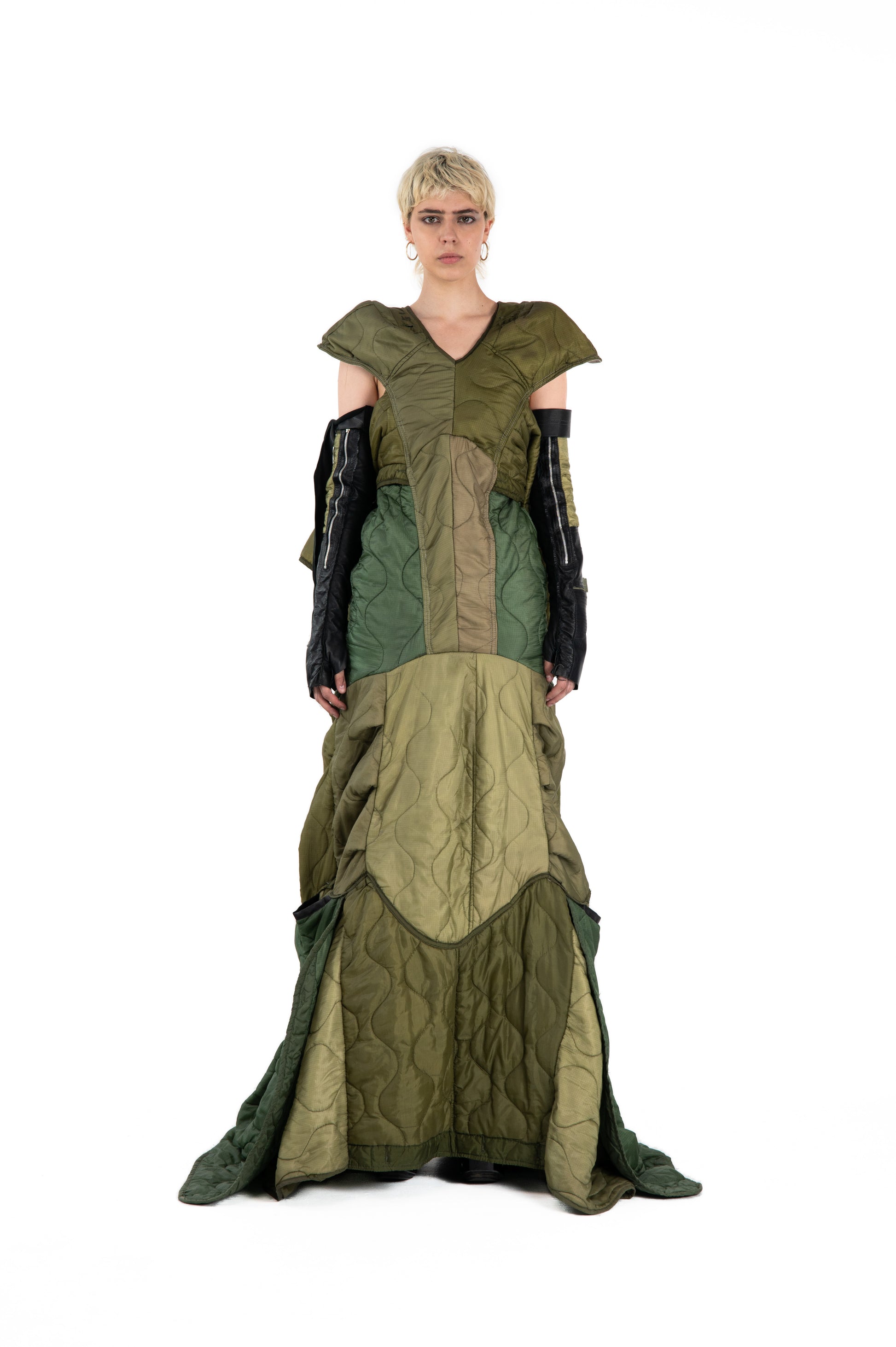 LOOK 6 - Military Liner Dress with gloves