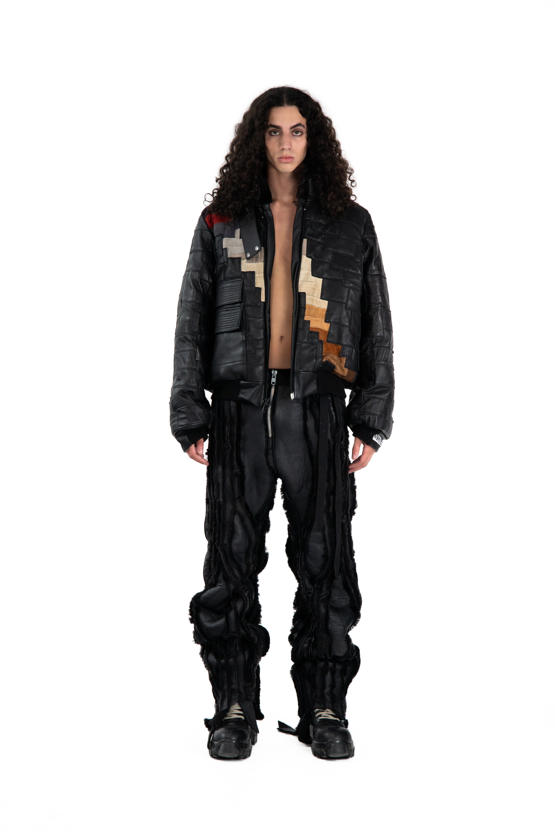 Gradient Leather Bomber