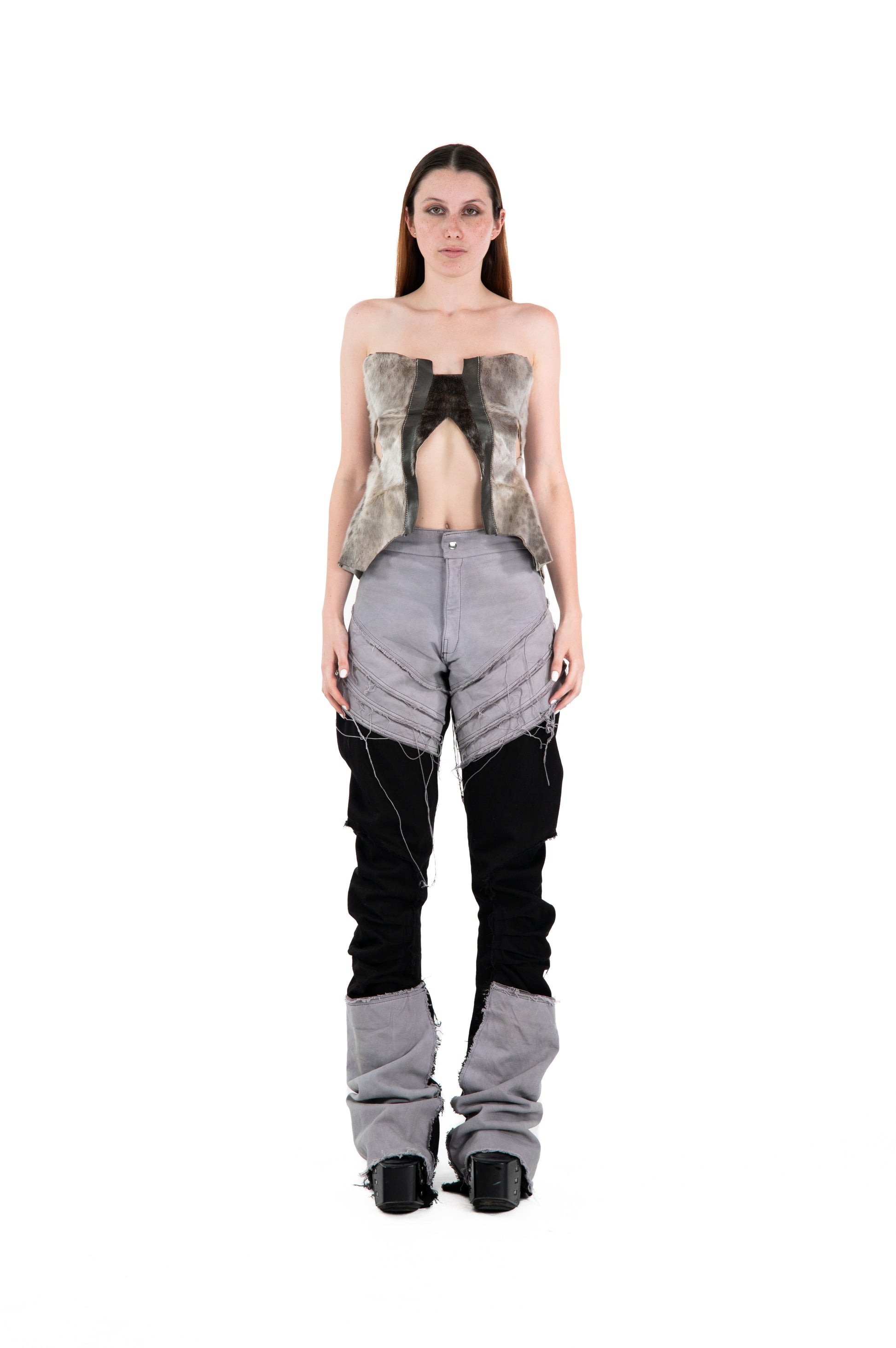 LOOK 12T - Leather Seal Fur Corset Top