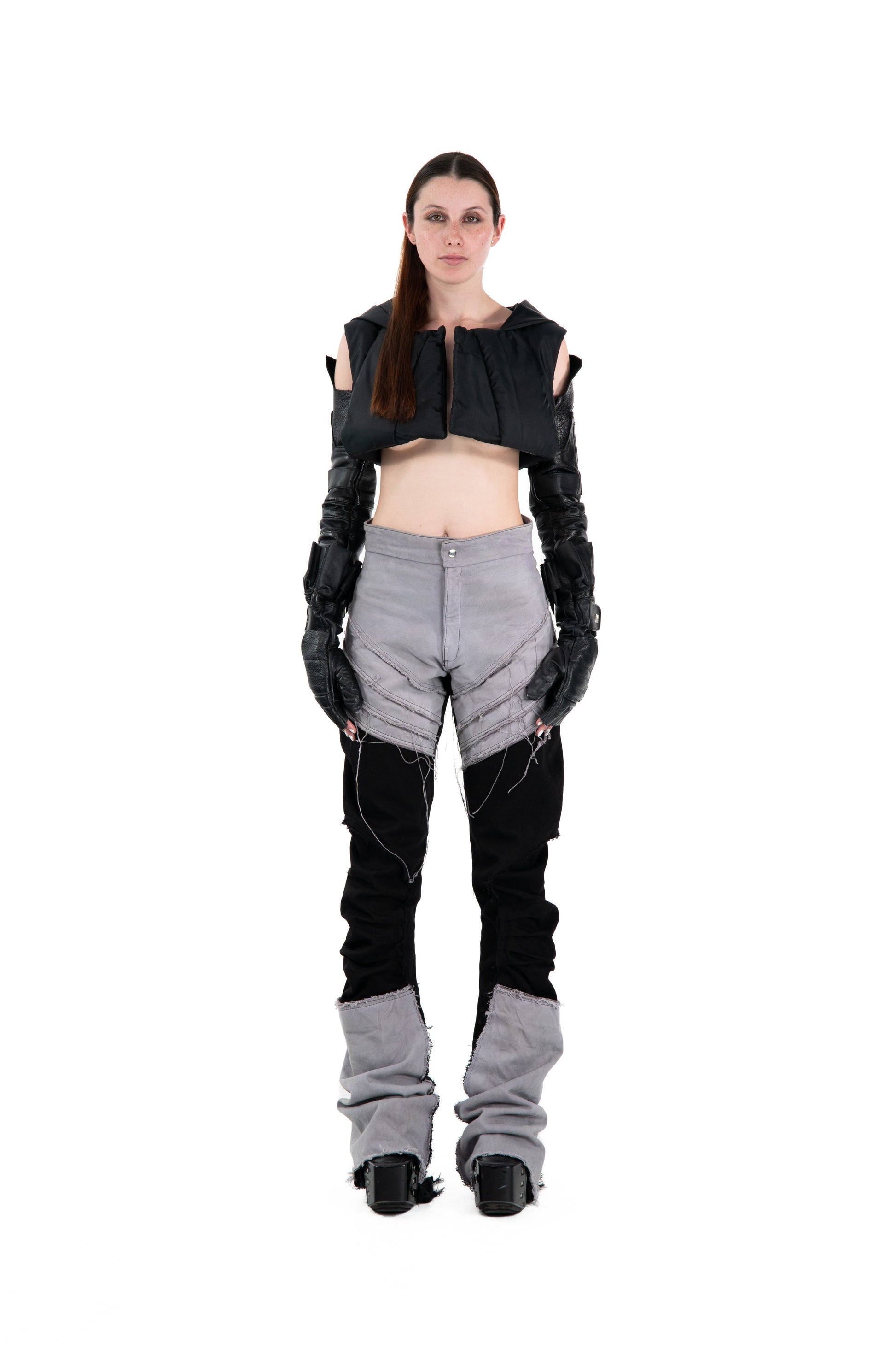 LOOK 10B - Hand-Dyed Raw Edge Flare Denim