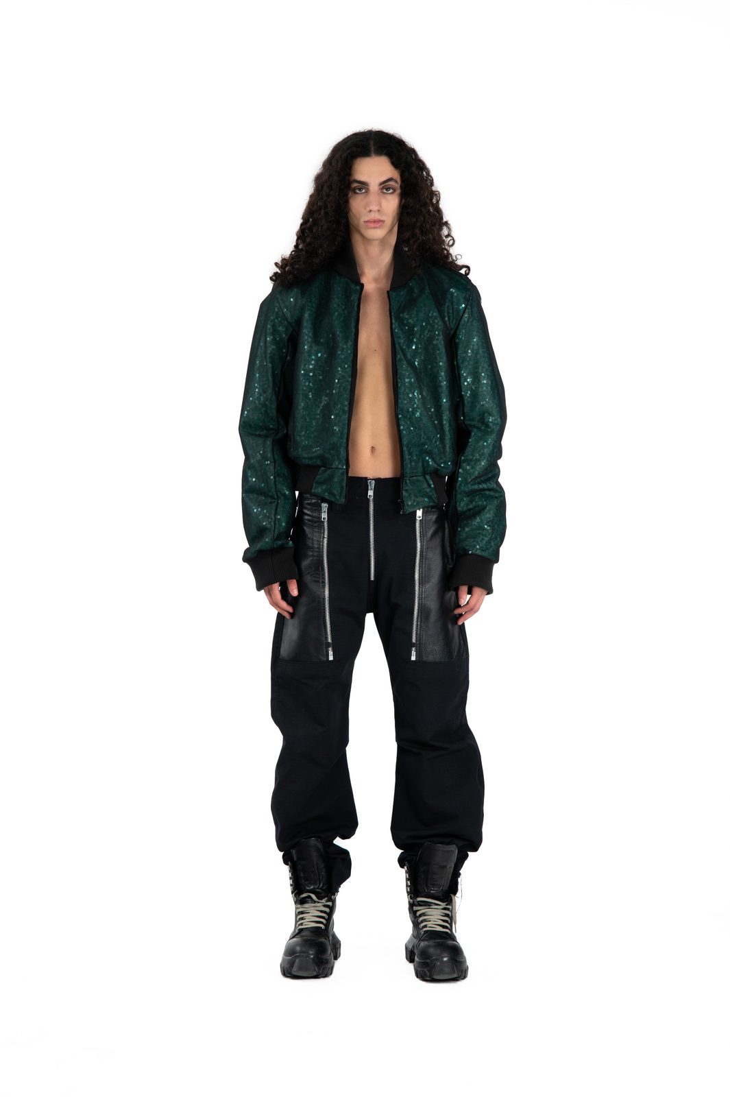LOOK 1T - Leather & Tulle Bomber — FW25 Supervillains, hand-crafted leather & technical garments by NDSCLSD Montréal