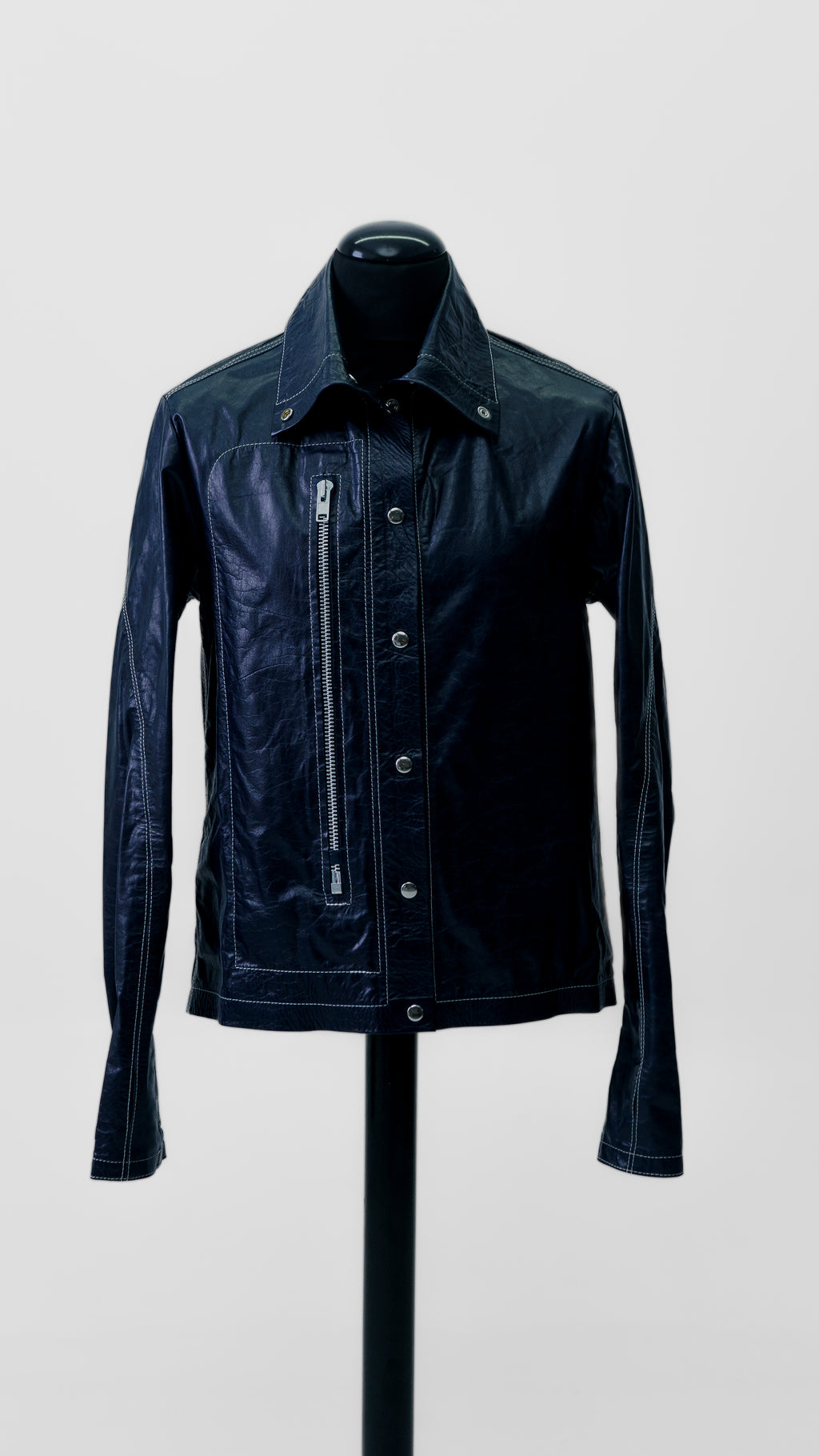 MARBLED LEATHER SHIRT (BLUE)
